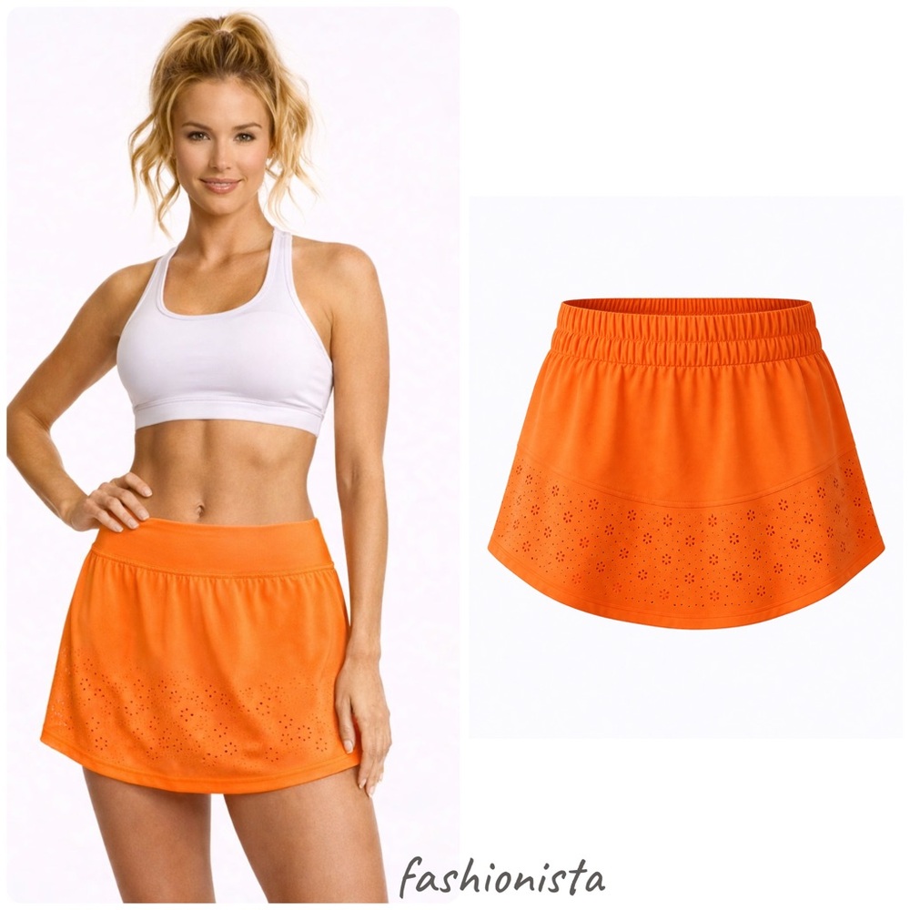 Lululemon Run Breeze By Skirt Skort Shorts  Laser Cut Orange sz 6
